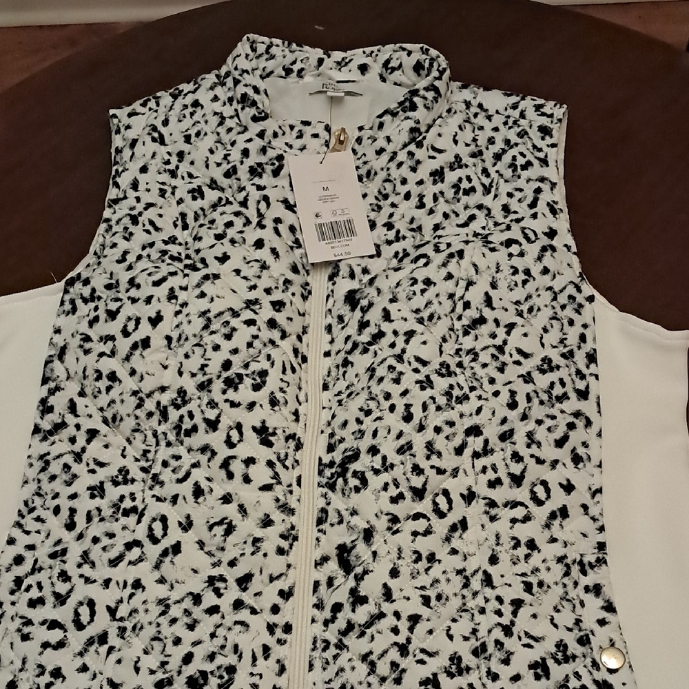 Kim Rogers Black and White Animal Print Vest